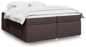 vidaXL Cama com molas/colchão 200x200 cm tecido castanho-escuro