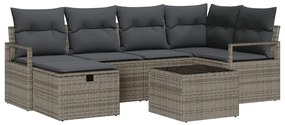 Conjunto de Sofá de Jardim vidaXL de 7 Peças com Almofadas Cinzento Ra