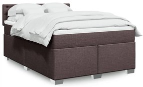 Cama com molas/colchão 160x200 cm tecido castanho-escuro