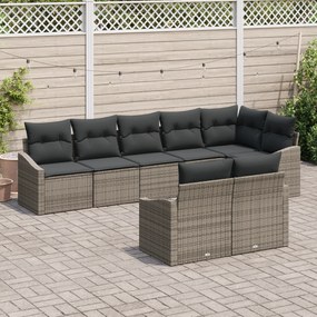 Conjunto de Jantar de Jardim de 8 Peças com Almofadas Cinza Polyrattan