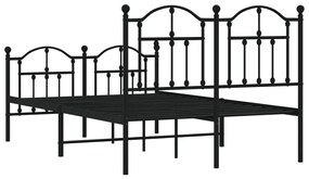 Estrutura de cama com cabeceira e pés 120x190 cm metal preto