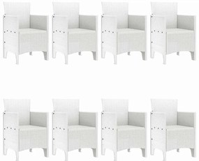 Conjunto de Jantar para Jardim 9 pcs Branco Rattan / Vime