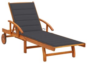 vidaXL Espreguiçadeira de jardim com almofadão madeira acácia maciça