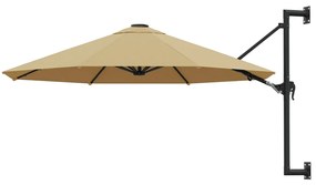 vidaXL Guarda-sol de parede mastro metálico 300 cm cinza-acastanhado