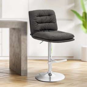 Banco de bar Damar em tecido com estrutura cromada 94-116 x 42 x 56 cm Cinzento escuro