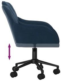 Cadeira de escritório giratória veludo azul