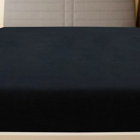 Lençol ajustável 180x200 cm algodão jersey preto