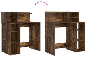 Secretária com Armazenamento Carvalho Fumado 90x48x101.5 cm Madeira De