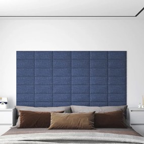 Painel de parede 12 pcs 30x15 cm tecido 0,54 m² azul