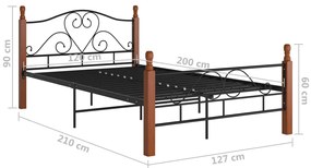 Estrutura de cama 120x200 cm metal preto