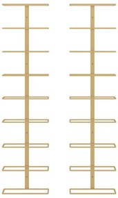 Garrafeira de parede para 9 garrafas 2 pcs ferro dourado
