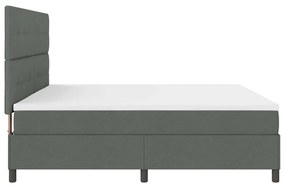 Cama Box com Colchão e LED - Cinza Escuro 200 x 200 cm de Tecido