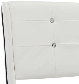 Cama com colchão 140x200cm couro artificial branco