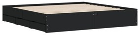 Estrutura de cama c/ gavetas 200x200 cm derivados madeira preto