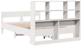 Cama com estante sem colchão 120x190 cm pinho maciço branco