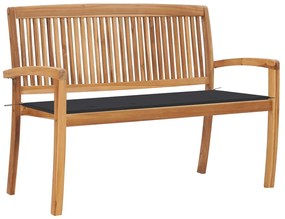 vidaXL Banco de jardim empilhável c/ almofadão 128,5 cm teca maciça