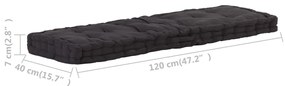 Almofadão p/ móveis de paletes algodão 120x40x7 cm preto