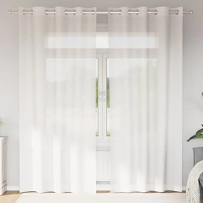 vidaXL Cortinas de voile com ilhós 2 pcs branco