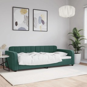 Sofá-cama 90x200 cm veludo verde-escuro