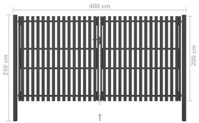 Portão de cerca para jardim 4x2,5 m aço antracite