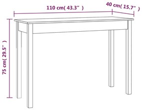 Mesa consola 110x40x75 cm madeira de pinho maciça branco