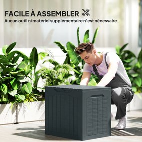 Caixa de arrumação para exterior de 93 L com pegas embutidas 56 x 41 x 50 cm, mala de arrumação para exterior estanque, cinzento escuro