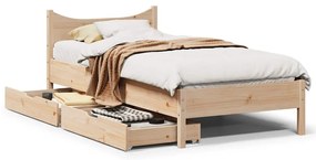 Estrutura de cama com gavetas 90x190 cm madeira de pinho maciça
