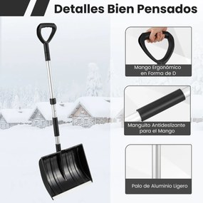 Pá de Neve, 40,5 x 13 x 122 cm, Lâmina Larga com Bordo de Alumínio, Preto