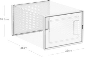 Conjunto de 18 caixas de sapatos empilháveis transparente, branco