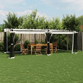vidaXL Gazebo com paredes de malha 6x3 m aço creme
