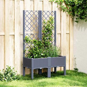 Vaso/floreira de jardim c/ treliça 80x40x142 cm PP cinzento azul