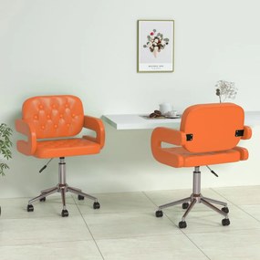 vidaXL Cadeiras de jantar giratórias 2 pcs couro artificial laranja