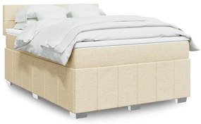 vidaXL Cama com molas/colchão 140x200 cm tecido cor creme