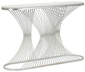 Consola de Entrada Stripe - Metal Prata e Topo de Mármore - 120 cm x 3