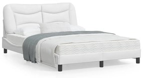 vidaXL Estrutura cama c/ cabeceira couro artificial 140x190 cm branco