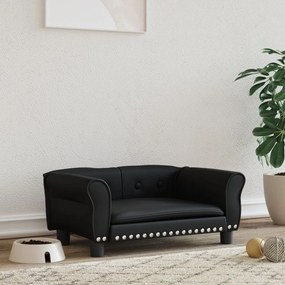 vidaXL Cama para cães 70x45x30 cm couro artificial preto