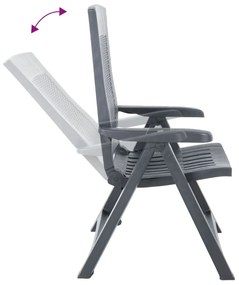 Cadeiras de jardim reclináveis 2 pcs plástico antracite
