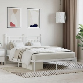 vidaXL Estrutura de cama com cabeceira 140x190 cm metal branco