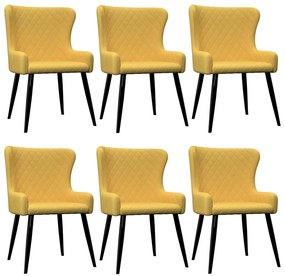 vidaXL Cadeiras de jantar 6 pcs tecido amarelo