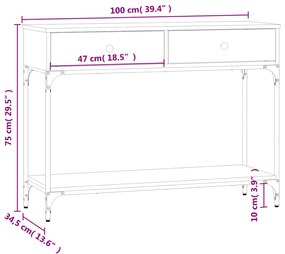 Mesa consola 100x34,5x75 cm derivados de madeira preto