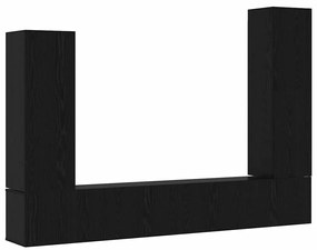 Conjunto de Armário para TV de 4 Peças Montado na Parede - Preto Carva