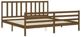 Estrutura cama c/ cabeceira 200x200cm maciço castanho-mel