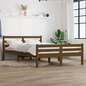 vidaXL Estrutura de cama 160x200 cm madeira maciça castanho mel