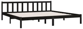 Estrutura de cama 200x200 cm madeira de pinho maciça preto