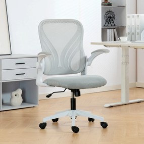 Cadeira de escritório ergonómica, cadeira de escritório em malha, encosto rebatível, braços retráteis, 73 x 62 x 101-111 cm, cinzenta