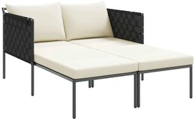 Espreguiçadeira vidaXL com almofadas para 2 pessoas Antacita 115x153x6