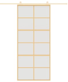Porta deslizante 90x205 cm vidro ESG fosco/alumínio dourado