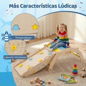 Conjunto de escalada triangular, ginásio dobrável com arco, rampa e escada de corda, brinquedo Montessori para crianças pequenas, multicolorido