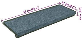 Tapete/carpete para degraus 15 pcs 65x21x4 cm verde