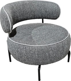 Poltrona de Sala com Assento Rotativo Revestida em Tecido Linho Assento Amplo Acolchoado Espesso Pés de Metal Cinzento Escuro